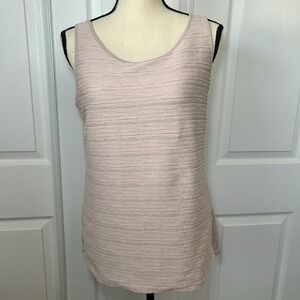 Ann Taylor Pink Textured‎ Crewneck Tank Top Size Medium